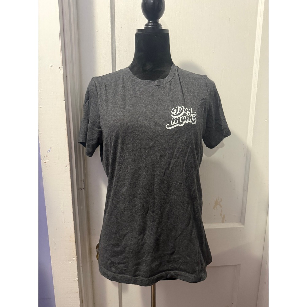 Bella Canvas Womens Medium Grey Dog Mom Graphic Short Sleeve T-Shirt Heathered